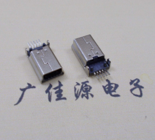 长安镇MINI USB公头 5pin端子贴板带柱 10.7mm体长