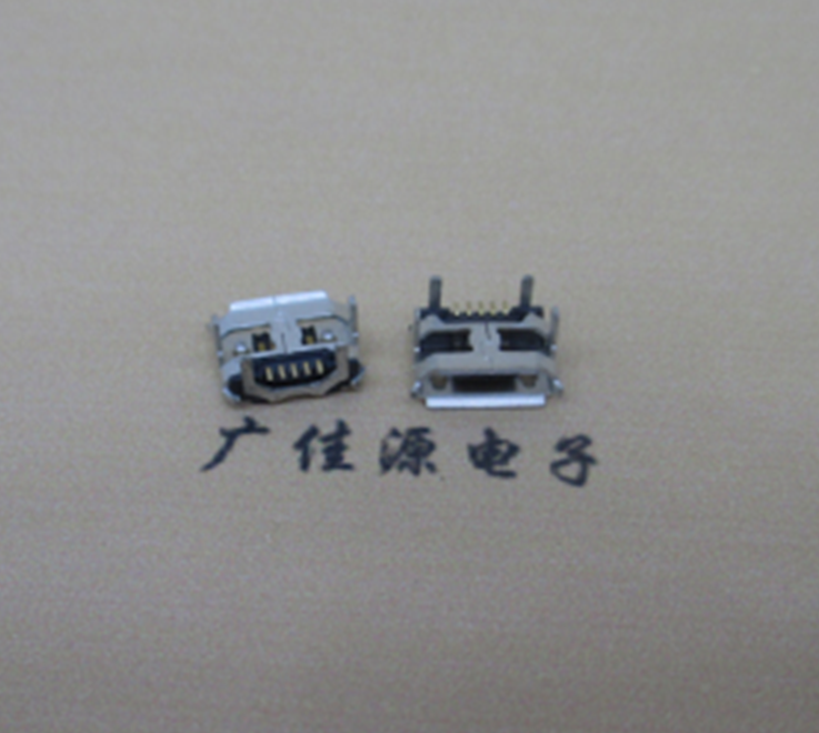 长安镇Micro usb5p母座 B型口 加长2.0mm牛角 焊接图解