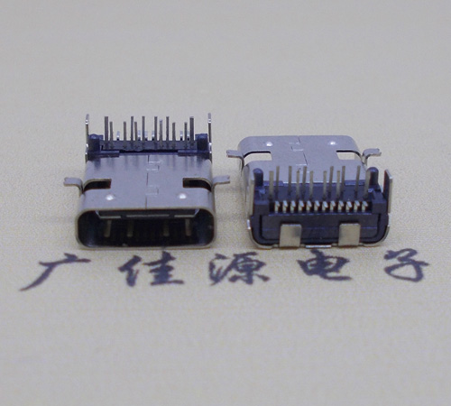 长安镇板上型type-c24p母座前插后贴，卧式type-c连接器